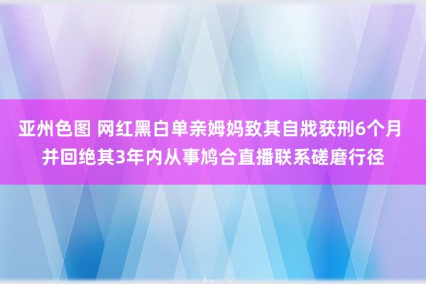 亚州色图 网红黑白单亲姆妈致其自戕获刑6个月 并回绝其3年内从事鸠合直播联系磋磨行径
